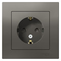 ATLASDESIGN РОЗЕТКА с заземлением со шторками, 16А, в сборе, СТАЛЬ ATN000944
