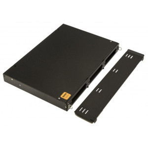 Бокс оптический FO-19V-1U-3хSLT-W130H30-24UN-BK универс. выдвижной 19дюйм от 8 до 24 портов (SC duplex LC ST FC) (со спайс. пласт. без пигтейлов. и прох. адапт.) черн. Hyperline 401216