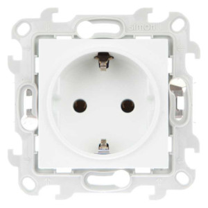 Розетка 1-м СП Simon 24 16А IP20 2P+E Push&Go без защ. шторок механизм бел. Simon 2420434-030
