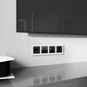 W1191148/ Накладка для двойной розетки Еthernet RJ-45 (черный акрил)