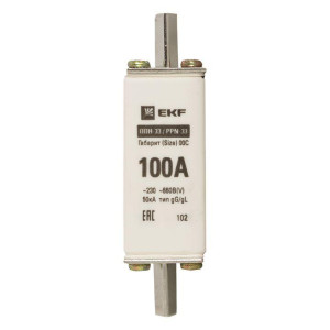 Вставка плавкая ППН-33 100/100А 50кА габарит 00С PROxima EKF fus-33/100