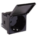 Розетка 1-м 2мод. Avanti Черный квадрат 16А IP44 2P+E защ. шторки с крышкой черн. DKC 4402012
