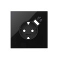 Simon 100 Черный глянец Кит 1 пост, фронт. Накладка на 1 розетку Schuko с з/у USB SC
