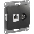 GLOSSA РОЗЕТКА двойная ТВ + компьютерная RJ45 кат. 5e, механизм, АНТРАЦИТ GSL000789
