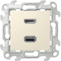 Розетка HDMI+USB Simon SIMON 24 HARMONIE, скрытый монтаж, слоновая кость, 2411095-031
