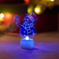 Фигура светодиодная Снеговик с подарком 2D 1LED RGB 0.1Вт IP20 на подставке элементы питания 3хAG13(LR44) (в компл.) Neon-Night 501-054