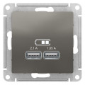 ATLASDESIGN USB РОЗЕТКА A+A, 5В/2,1А, 2х5В/1,05А, механизм, СТАЛЬ ATN000933