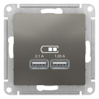 ATLASDESIGN USB РОЗЕТКА A+A, 5В/2,1А, 2х5В/1,05А, механизм, СТАЛЬ ATN000933