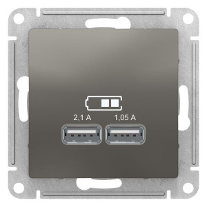 ATLASDESIGN USB РОЗЕТКА A+A, 5В/2,1А, 2х5В/1,05А, механизм, СТАЛЬ ATN000933