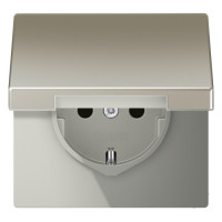 Розетка Jung LS METAL, скрытый монтаж, с заземлением, , стальной, ES1520KL
