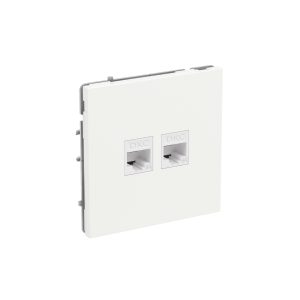 Компьютерная розетка RJ-45 без шторки, кат.6А двойная, KANT, белая магнолия