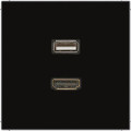 Розетка HDMI+USB Jung LS 990, скрытый монтаж, черный, MALS1163SW