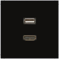 Розетка HDMI+USB Jung LS 990, скрытый монтаж, черный, MALS1163SW