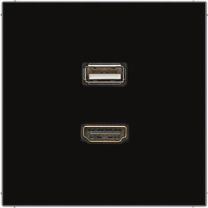 Розетка HDMI+USB Jung LS 990, скрытый монтаж, черный, MALS1163SW