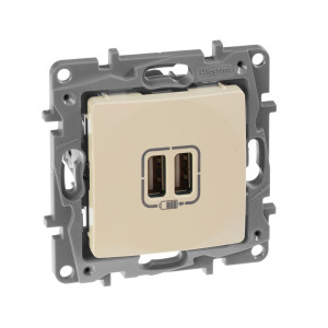 Розетка USB 2-м СП 2мод. Etika 240В5В 2400мА механизм сл. кость Leg 672394