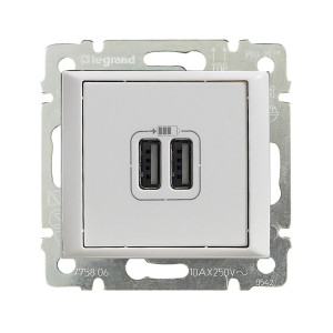 Механизм розетки 1-м USB 2мод. СП Valena бел. (DIY-упак.) Leg 694370