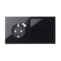 Simon 100 Черный глянец Кит 2 поста, фронт. Накладка на 1 розетку Schuko с з/у USB SC + 2 клавиши выключателей