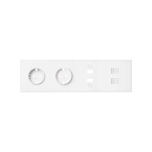 Simon 100 Белый матовый Кит 4 поста, фронт. Накладка на 2 розетки Schuko + 2 з/у USB SC + 2 розетки RJ45