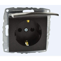 Розетка с заземлением механизм с крышкой графит Mono Electric Despina/ Larissa 500-002021-118