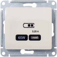 GLOSSA USB РОЗЕТКА тип-C 65Вт высокоскор.заряд. QC, PD, механизм, БЕЖЕВЫЙ GSL000227