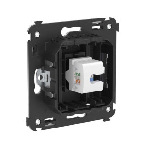 Розетка компьютерная 1-м СП Avanti Черный матовый RJ45 кат.5E без шторок механизм DKC 4412663
