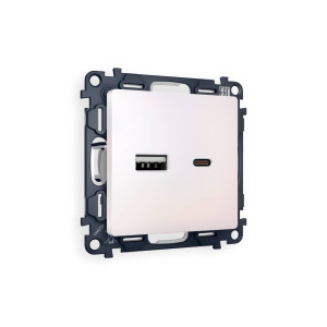 MA211010 Комплект механизма розетки ALFA Жемчуг 2USB AC 20W быстрая зарядка QUANT AP2110, VM177 AMBRELLA VOLT