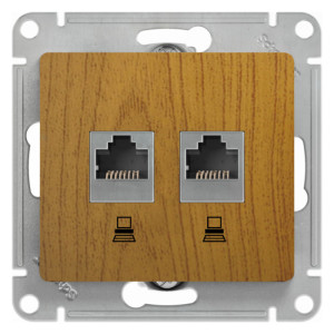 GLOSSA РОЗЕТКА двойная компьютерная RJ45+RJ45 кат. 5e, механизм, ДУБ GSL000585KK