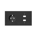 Simon 100 Черный матовый Кит 2 поста, фронт. Накладка на 1 розетку Schuko + 1 з/у 2хUSB