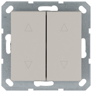 Jasmart Выключатель двухклавишный для штор 10A 250V~ с накладкой, цвет Тауп