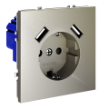 Розетка встраиваемая VOLTUM S70 с заземлением и защитными шторками, 16А, с USB, A+A, (шелк)