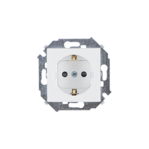 Розетка 1-м СП Simon 15 16А IP20 250В с заземл. Schuko защ. шторки винтов. клеммы механизм бел. Simon 1591443-030