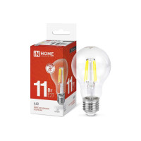 Светодиодная лампа IN HOME LED-A60-deco 11Вт 230В Е27 4000К 1160Лм прозрачная 4690612026145