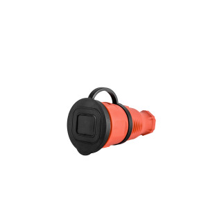 Розетка переносная с крышкой каучук 2P+PE 250V 16А IP54 оранжевая DYNEL