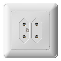 Розетка под две плоские вилки Schneider Electric W59, скрытый монтаж, белый, RS6-253-18