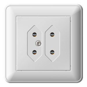 Розетка под две плоские вилки Schneider Electric W59, скрытый монтаж, белый, RS6-253-18