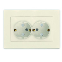 Розетка 2-м СП Афина 16А IP20 с заземл. защ. шторки в сборе сл. кость ivory Universal A0050-I