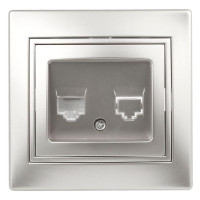 Розетка Plano 1-303-03 информационная RJ45 IP20 алюм. Intro Б0030086