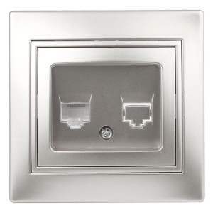 Розетка Plano 1-303-03 информационная RJ45 IP20 алюм. Intro Б0030086