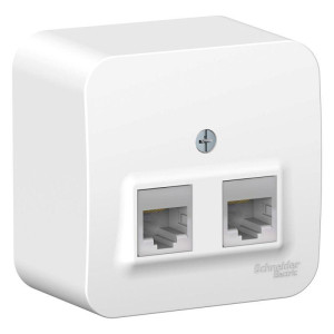 BLANCA О/У РОЗЕТКА двойная компьютерная RJ45, кат.5E, ИЗОЛ.ПЛ., БЕЛЫЙ BLNIA045451