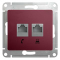 Розетка телефонная компьютерная RJ11+RJ45 Schneider Electric GLOSSA, скрытый монтаж, баклажановый, GSL001185