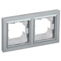 IEK BRITE BASE Алюминий Рамка 2-м IP44 РУ-2-БрА-44