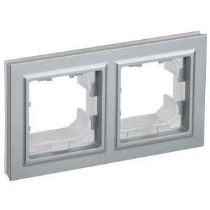 IEK BRITE BASE Алюминий Рамка 2-м IP44 РУ-2-БрА-44