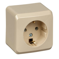 ЭТЮД О/У РОЗЕТКА с заземлением без шторок, 16А, 250B, КРЕМОВЫЙ PA16-003K