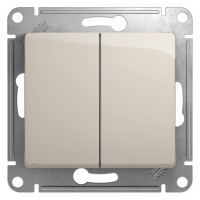 GLOSSA 2-клавишный ПЕРЕКЛЮЧАТЕЛЬ, сх.6+6, 10АХ, механизм, МОЛОЧНЫЙ GSL000965