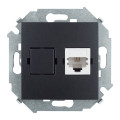 Розетка телефонная RJ11 Simon SIMON 15, скрытый монтаж, графит, 1591480-038
