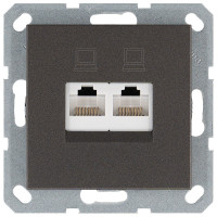 Jasmart Интернет-розетка RJ45 двойная с накладкой, цвет Мокко