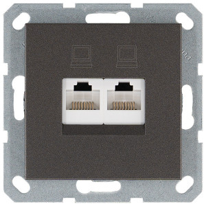 Jasmart Интернет-розетка RJ45 двойная с накладкой, цвет Мокко