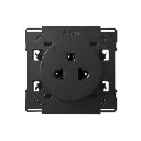 Simon 100 Черный глянец Евро-американская розетка 16A 250В~