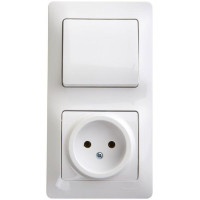 GLOSSA БЛОК: РОЗЕТКА без заземления + 1-клавишный ВЫКЛЮЧАТЕЛЬ, БЕЛЫЙ GSL000160