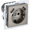 Розетка BRITE РЮш10-2-БрШ 16А с USB AA 3.1А с заземл. защ. шторки механизм шампань IEK BR-R14-16-U21-D31-K37
